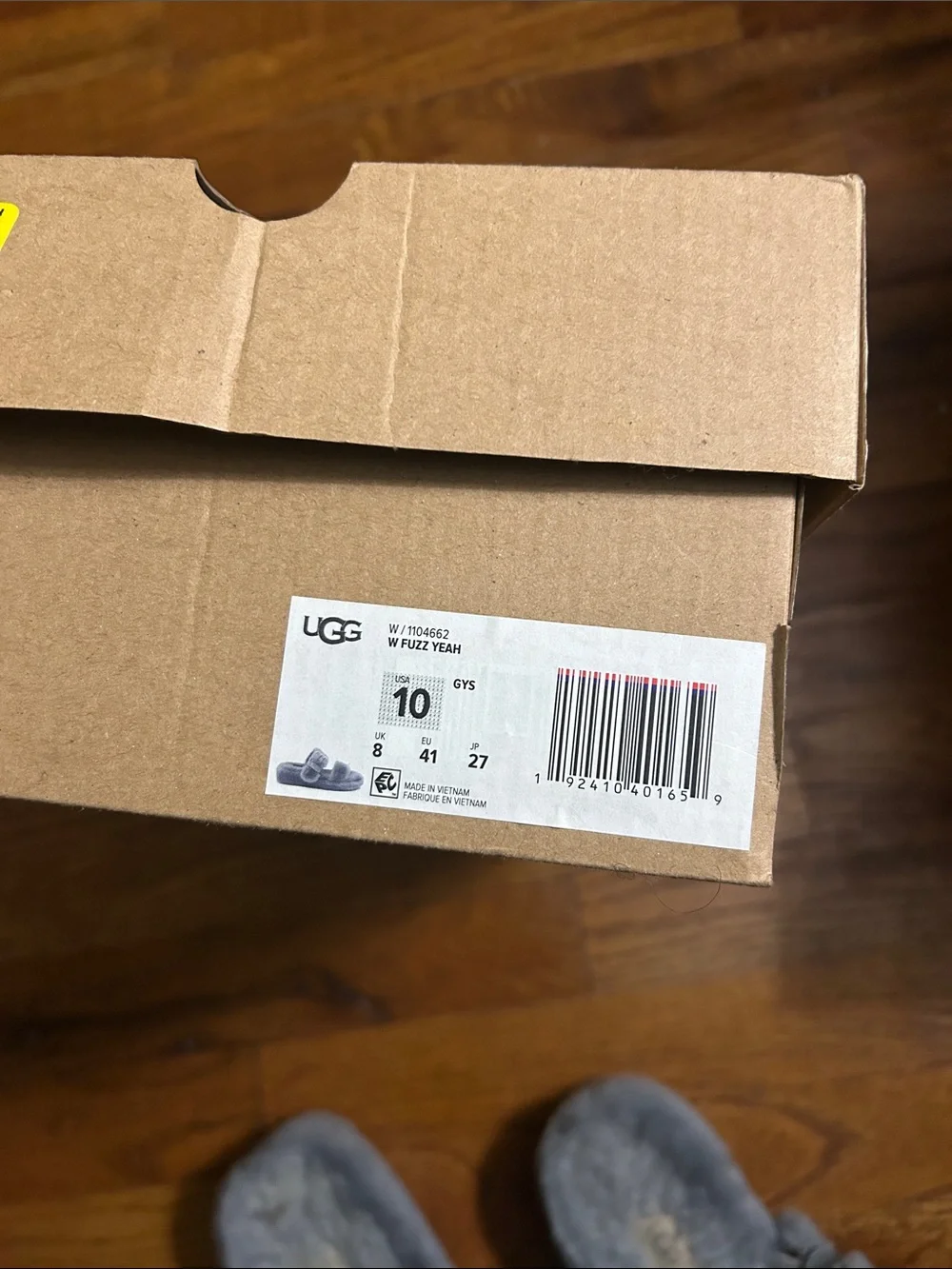 UGG Gray Fluff Double-Strap Slide Sandals with Buckle